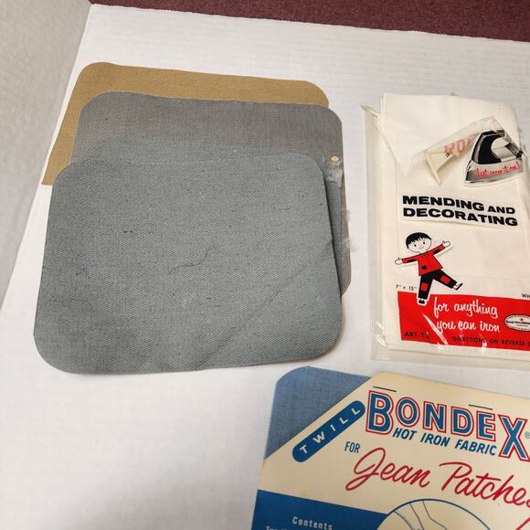 Vintage Iron On Patches Smiths Bondex Plasti-Stitch Jeans Pants Twill Retro - Picture 7 of 7